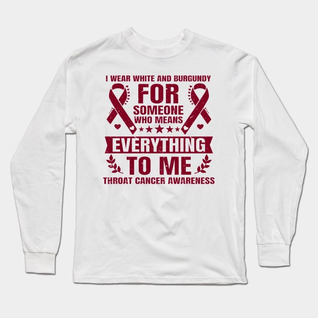 April White and Burgundi Throat Cancer Awareness Long Sleeve T-Shirt by IngeniousMerch